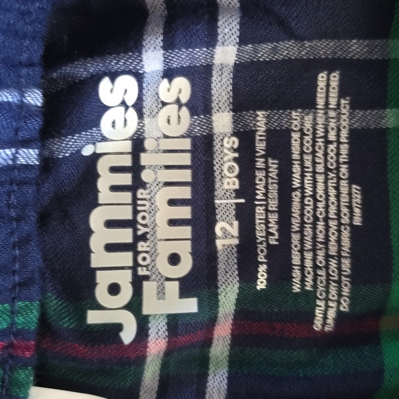 JAMMIES FOR FAMILIES BOYS 2 PIECE BLUE PLAID PAJAMA SET SIZE 12 - Picture 5 of 11